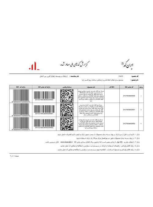 کد محصولات شرکت سامان